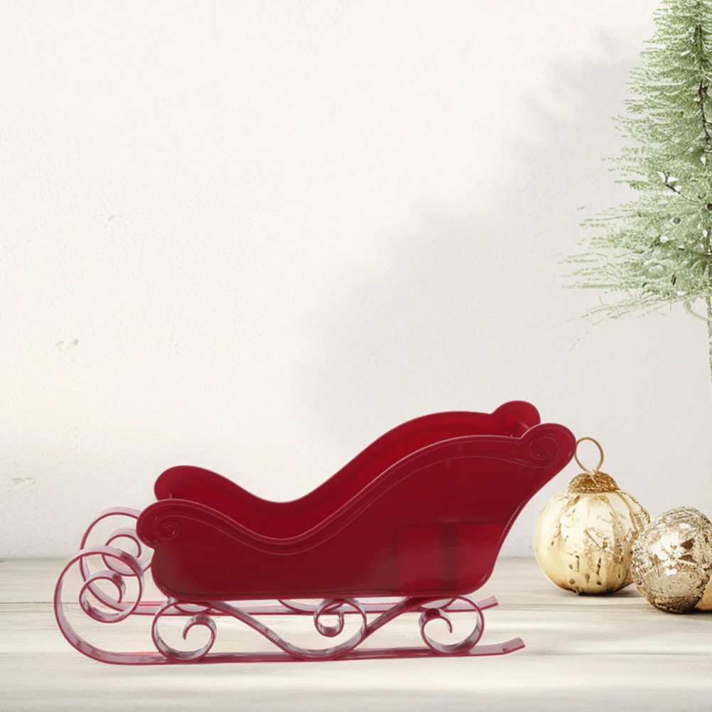 

2Pcs Red Metal Santa Sleigh Christmas Tabletop Decoration Candy Dish Ornament for Holiday Tree Decor Holiday Tree Decorations