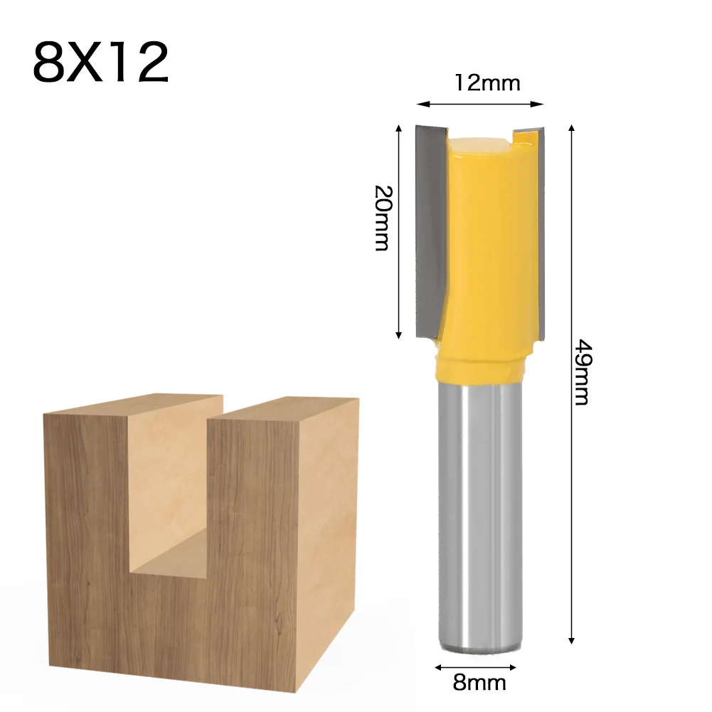 1PC 8MM Shank Milling Cutter Wood Carving Straight/Dado Router Bit - 3/8\