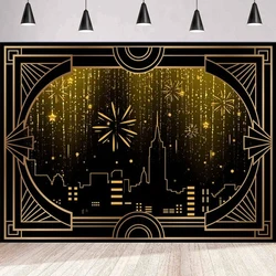 1920s Gatsby Photography Backdrop Black Gold Retro Texture For 20s Theme Rave Party Decor Portrait 20s Roaring Background Wall