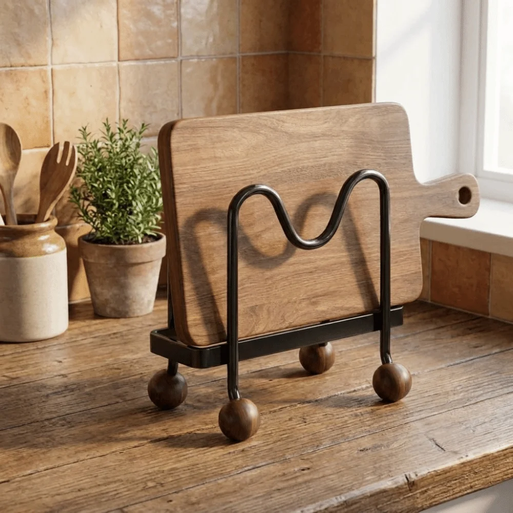 Vintage-Style Cutting Board Storage Rack Multi-Layer Breathable Chopping Board Organizer Sturdy Vertical Cutting Board Holder