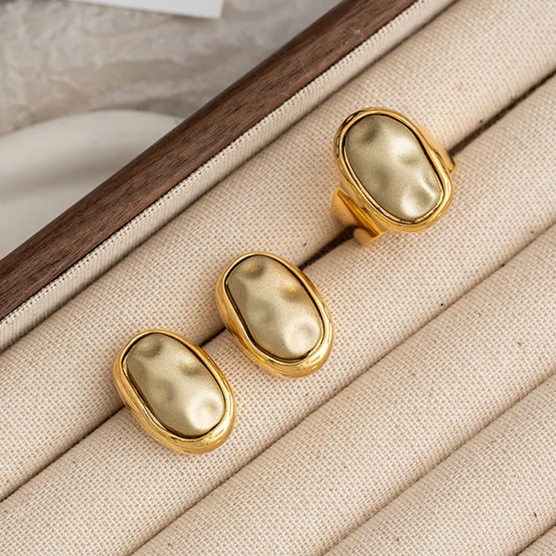 

Small Niche Design Earrings Female Personality European And American Oval Simple Irregular Cool Style Earrings