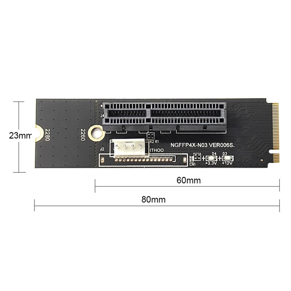 NGFF M.2 ke PCI-E 4X X1 kartu Riser M2 NVME ke PCIe X4 dengan indikator tegangan LED untuk GPU BTC Mining