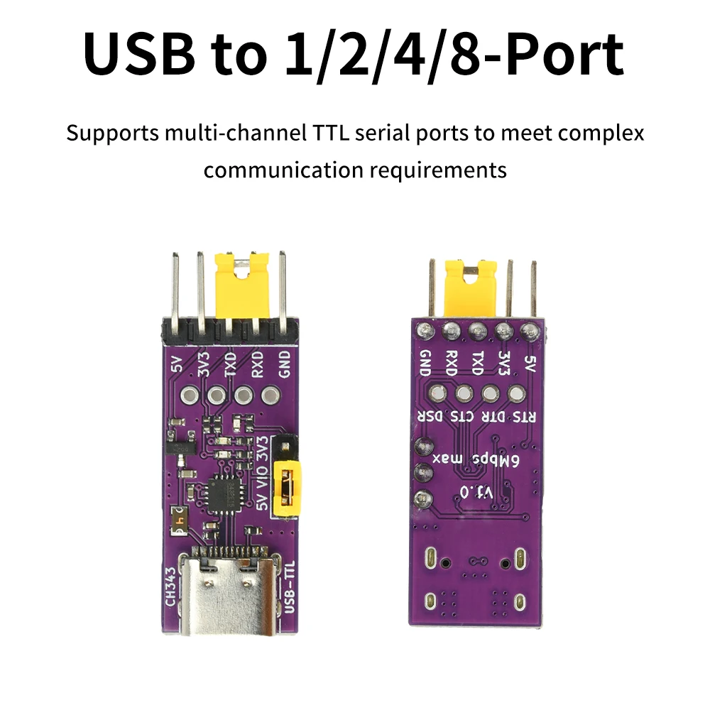 وحدة تحويل الاتصالات التسلسلية USB إلى TTL 1/2/4/8-Way محول USB عالي السرعة CH348/344/342/CH343 واجهة رقاقة من النوع C #2