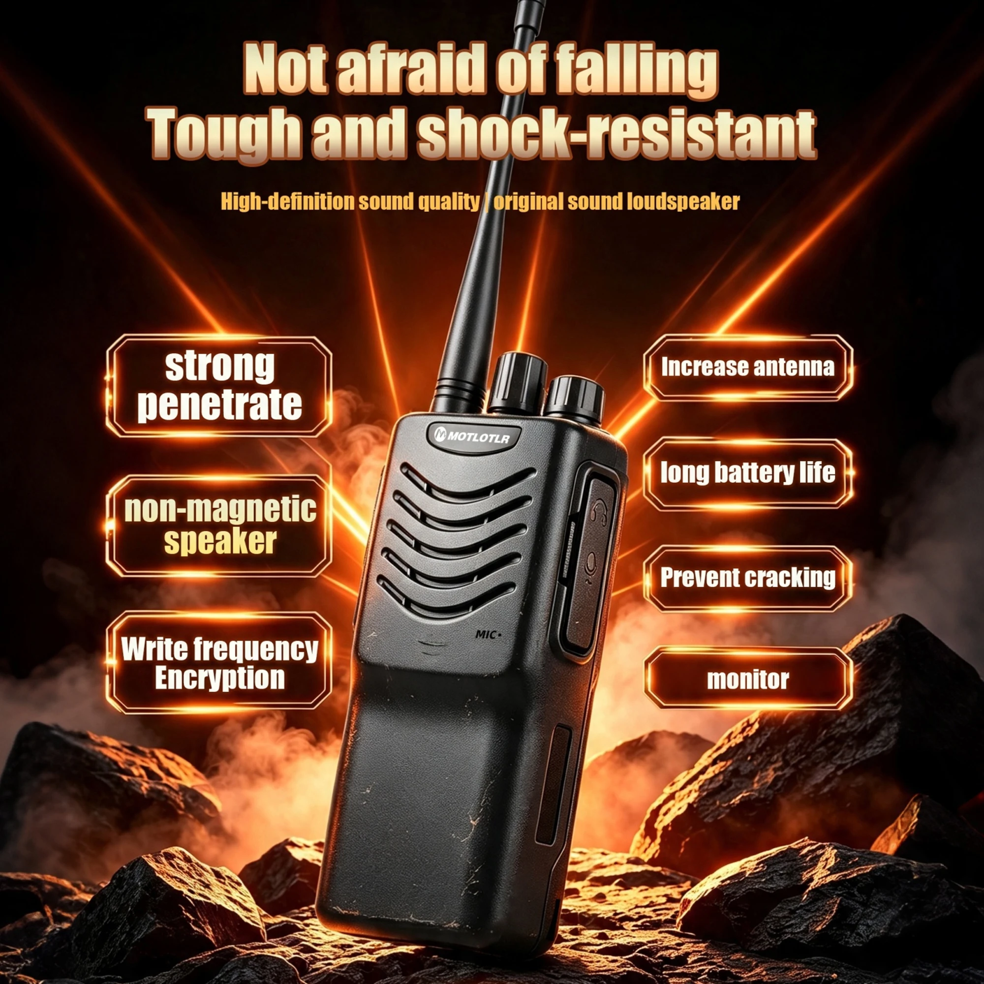 2PCS motlotlr Walkie Talkies Two Way Radios UHF 400-480MHz 5W 16CH 1500mAh Long Range for construction siteSecurity Outdoor