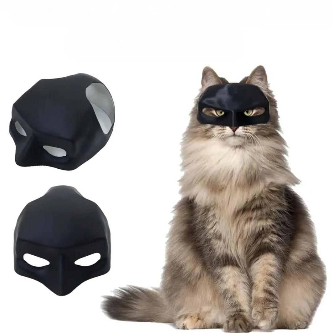 2-teilige Katzen-Avenger-Maske, schwarze Fledermaus-Halloween-Cosplay-Maske, lustige Plastik-Katzen-Party-Kopfbedeckung, Spielzeug, Foto-Requisiten, Haustier-Zubehör – Detail 12