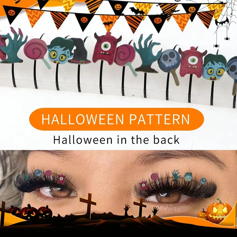 Halloween False Eyelash Extensions Colorful Cosplay Eyelashes Decoration Accessories For Christmas Women Makeup