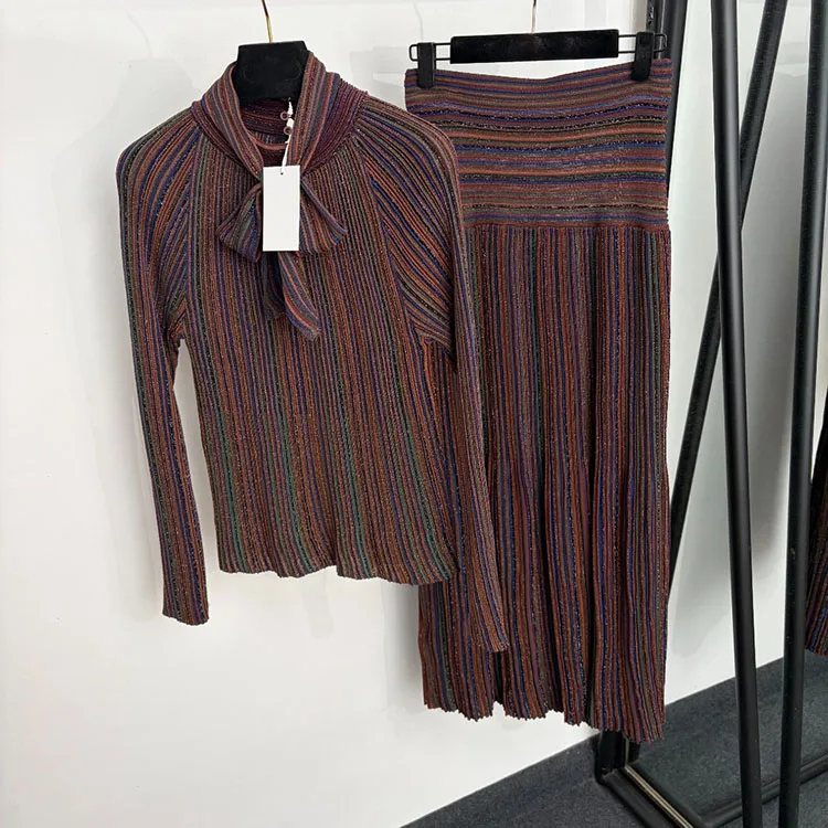 Designer Knitwear Autumn Winter Skirt Sets Women