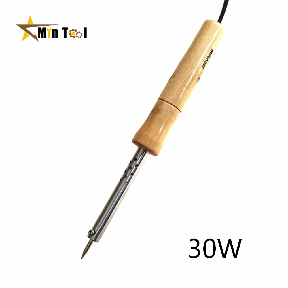 220V 30W/40W/60W/80W/100W Wood Handle Mini Soldering Iron Rework Station Adjustable Temperature Electric Solder Iron Hand Tool