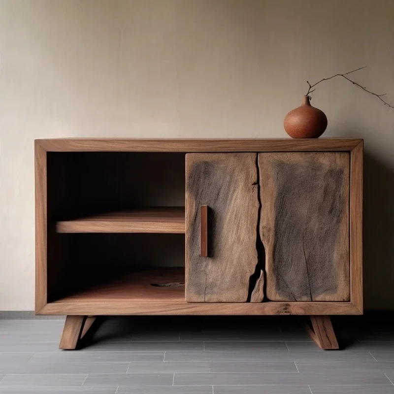 

JJ Entrance Cabinet Solid Wood Dining Side Cabinet Middle Ancient Style Homestay Storage Locker Tea Side Cabinet