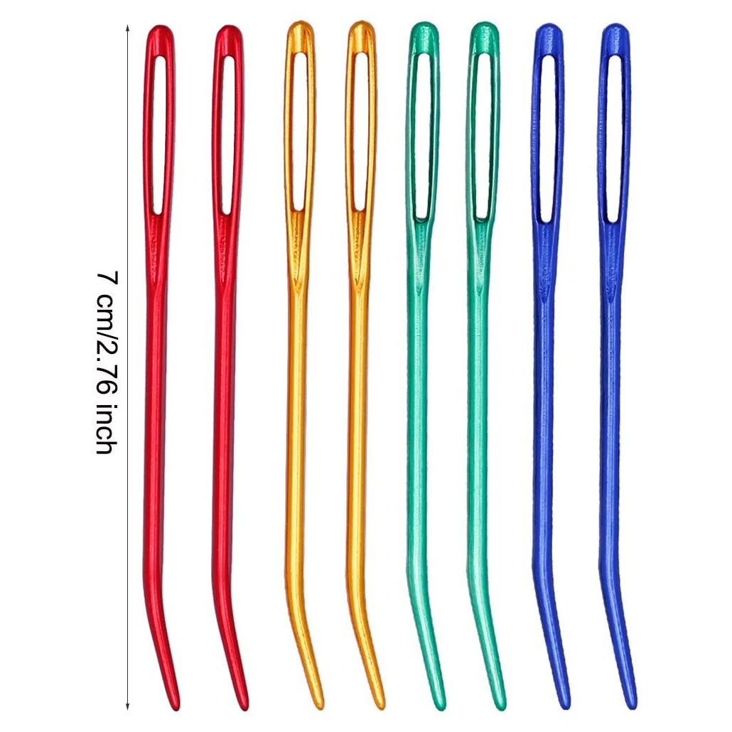 Aiguille à fil BAAJ-8PCS, aiguille à tisser, aiguille à tapisserie, aiguilles courbées pour Crochet, aiguilles à repriser à grands yeux pour tricoter au Crochet