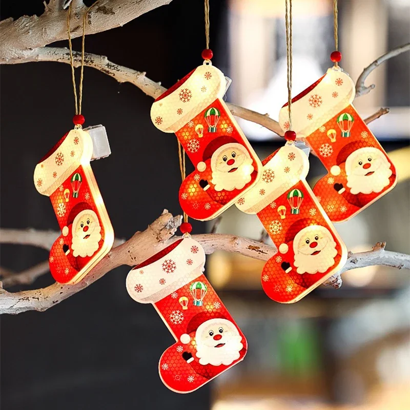 Mini LED Christmas Night Light For Christmas Tree Home Decoration Pendant Lamp Festival Party Drop Ornament Hanging Night Lights