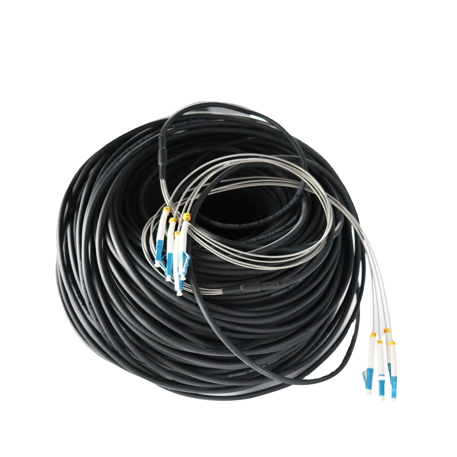 200 Meter Length LC to LC Outdoor Armored 4 Cores SM Fiber Optic Patch Cable OS2 G.652D