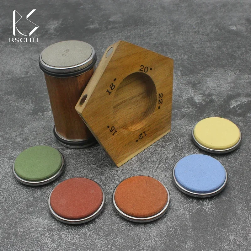 2023 Rolling Knife Sharpener Sharpening Stone Angle 15/17/19/21degree Whetstone Multifunctional Bamboo Base Grinding System