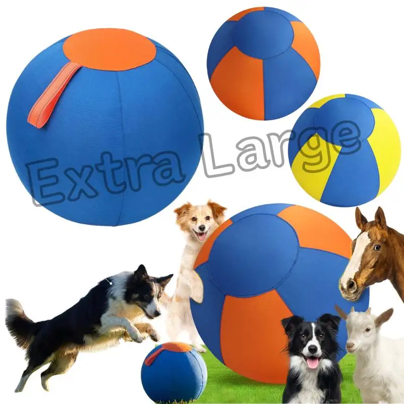 Dog Giant Toy Ball With Protective Cover Tear-resistant Interactive Game Toys Heavy-duty Dog Exercise Ball With Handle
