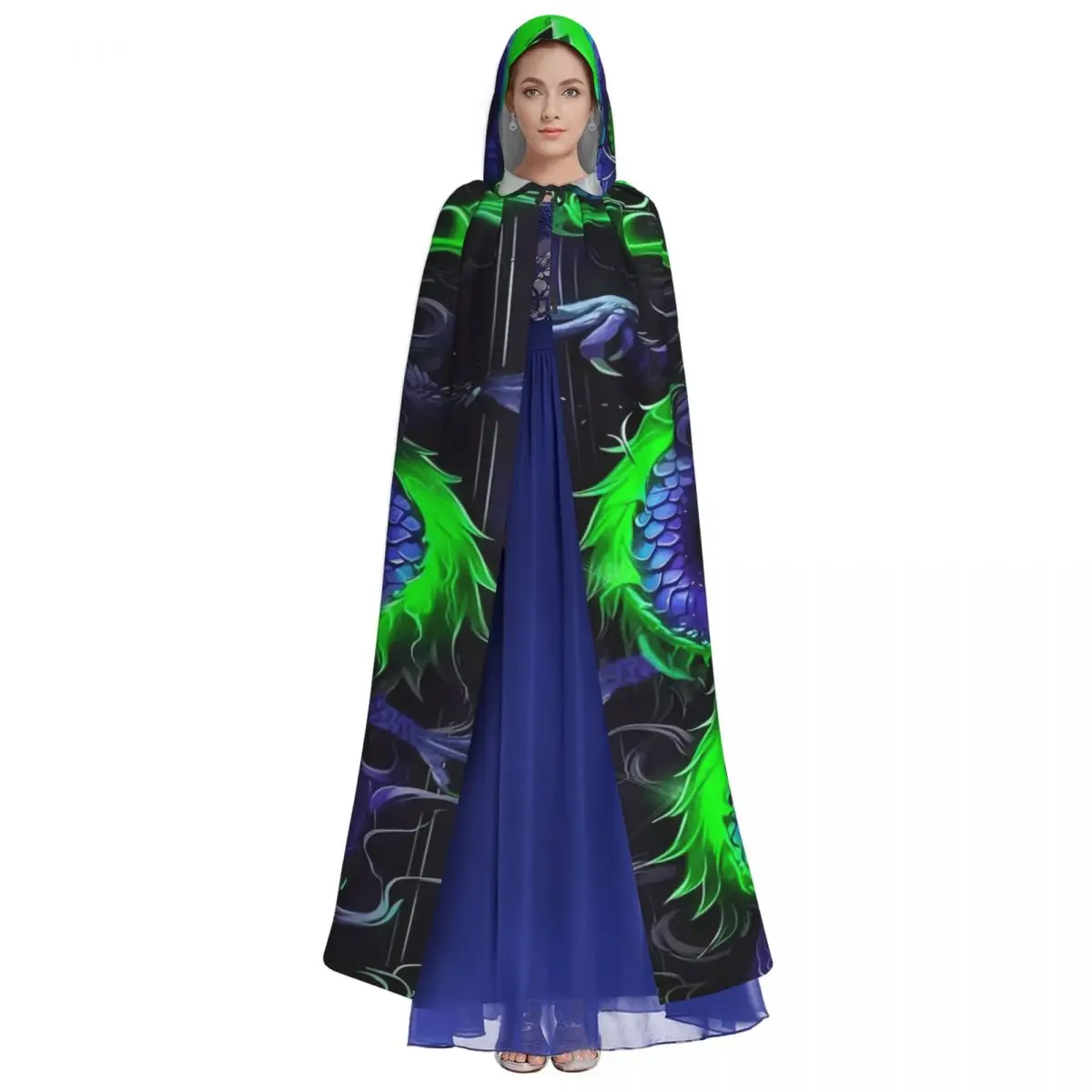 Длинный плащ с капюшоном в стиле племени Дракона, средневековый костюм ведьмы, накидка для косплея, пальто на Хэллоуин для взрослых, унисекс