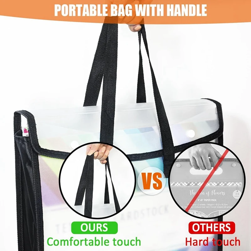 Organizador de almacenamiento de papel expandible para álbum de recortes, Folio de papel negro para 12X12 hojas, con mango portátil, duradero y fácil de usar
