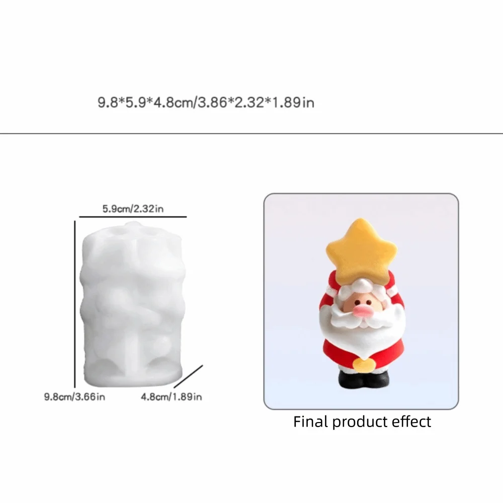 3D Bearded Santa Claus Christmas Candle DIY Mold Opened Top Heat Resistant Silicone Chocolate Mold Flexible Multi-Shape