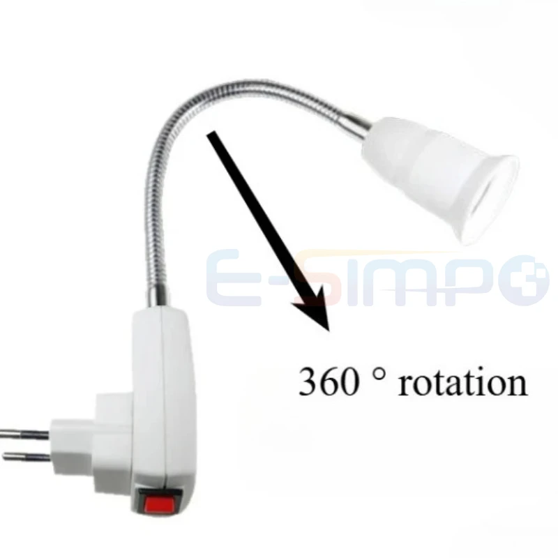 Flexible Tube E27 Socket Adapter with Switch EU US Plug Flexible Light Bulb Lamp Holder Extension Adapter Converter Screw Socket
