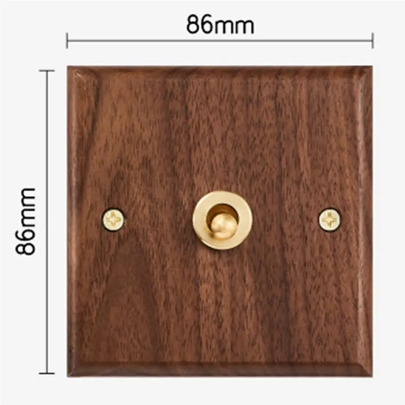 แผงสวิตช์ติดผนัง HLZS-Black Retro Walnut แบบกด 1-4 ช่อง 2 ทาง ทำจากไม้เนื้อแข็ง พร้อมเต้ารับ EU/FR แบบคู่ และพอร์ต USB-C สำหรับจ่ายไฟฟ้า