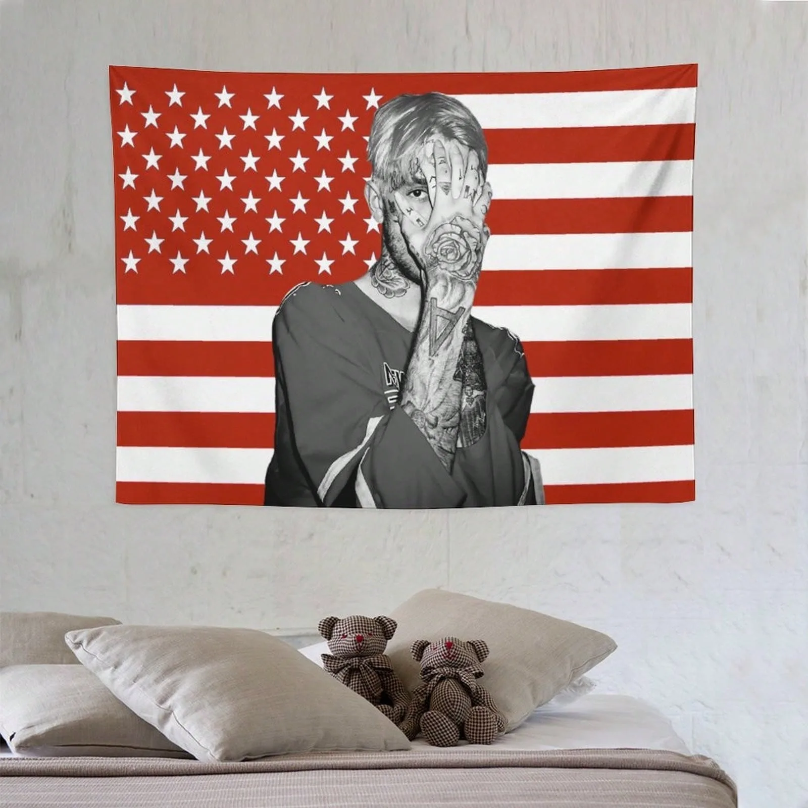 1pc Lil Peep Character Tapestry Multiple Sizes 2D Print Hip Hop Singer Theme Polyester Bedroom Banner Decor Cool