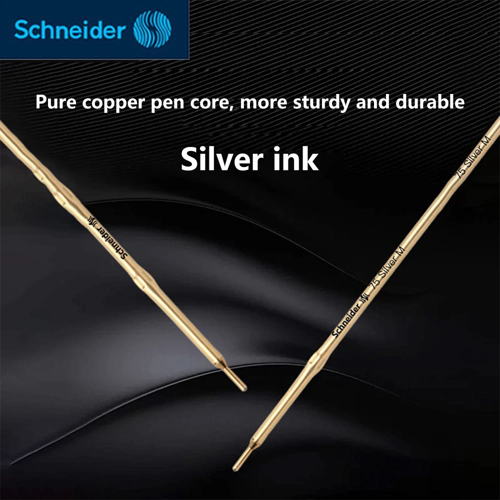 10pcs Schneider 75 Ballpoint Pen Refill Silver Metal Refill(tire Special Leather and Cloth) M/0.7mm Suitable for Stabilo 308