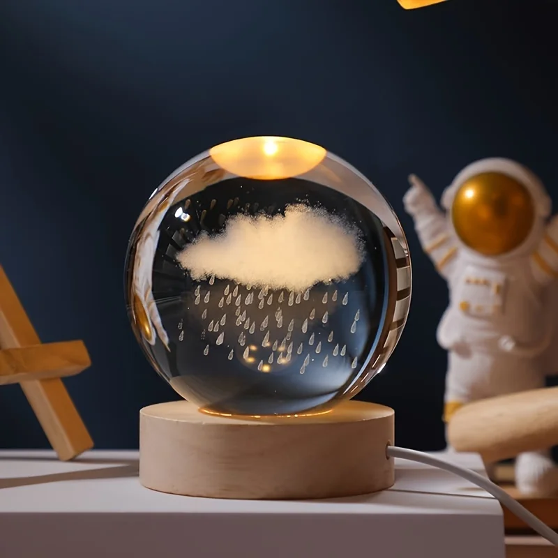 Laser Engraved Crystal Ball Night Light - Immersive LED Display of Cosmic Wonders - Perfect Heartfelt Gift for Birthday, Parents