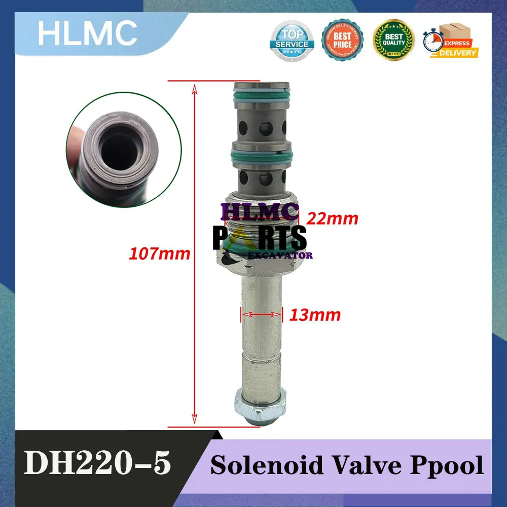 

Excavator For Doosan Daewoo DH150 220 225 300-5 Pilot Electromagnetic Valve Core Round Hole