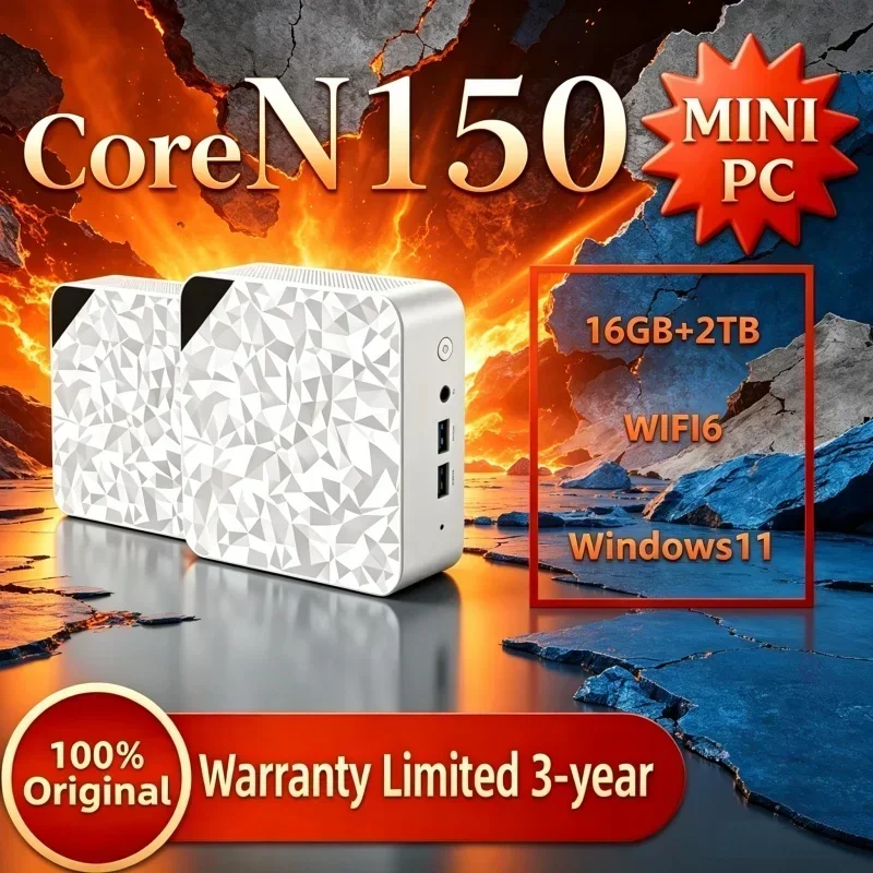 Core N150 New Hot Mini PC White for Household Business Office Casual Play 16GB 2TB