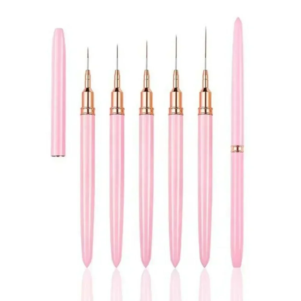 Pinceau à ongles rose pour dessin fin, 7/9/15/25mm, pour peinture, design artistique, longues lignes, détails fins