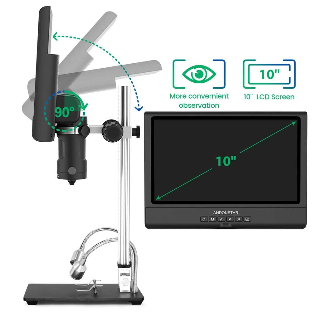 Microscopio digitale Andonstar 10.1 \'\'AD209 1080P microscopio LCD regolabile per strumenti di riparazione dell\'orologio del telefono del microscopio