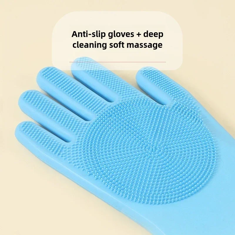 Pet Grooming Cleaning Gloves Dog Cat Bathing Shampoo Glove Scrubber Magic Dishwashing Cleanner Sponge Silicon Hair Removal fast view 5