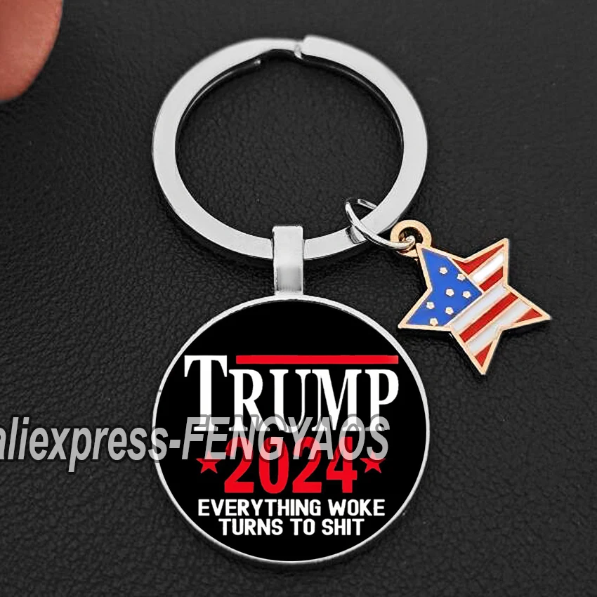 2024 Trump Keychains Save America Again Keyrings Creative Gifts for US Election