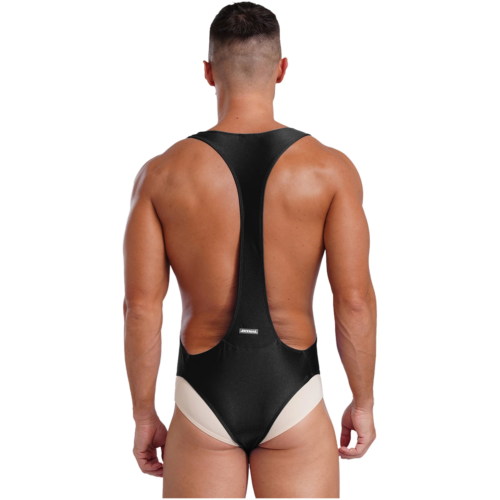 Men Gym Sport Fitness Bodysuit Swimsuits Scoop Neck Sleeveless Y-back Bulge Pouch Mankini Leotard Singlets Jumpsuit Bathing Suit