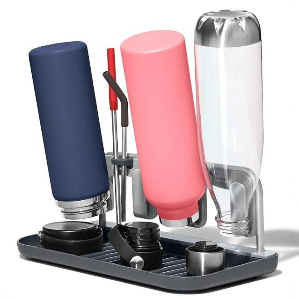 

Двухслойная изолированная полка для хранения и слива чашек с хорошими ручками, сушилка для бутылок с алюминиевой рамой, наборы кухонных гаджетов