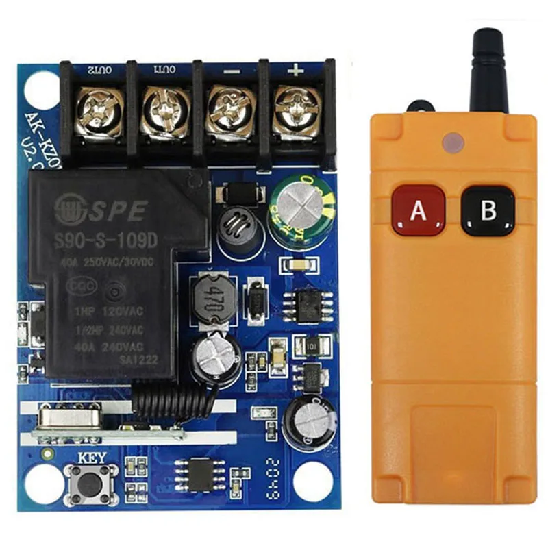 2000m DC12V 24V48V 1CH 30A Relay Wireless Remote Control LED Light Switch Relay Output Radio RF Transmitter And 433 MHz Receiver