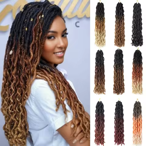 18'' Goddess Faux locs Crochet Synthetic Hair Gypsy Locs Wavy Crochet Braids Hair Extensions African Roots Braid