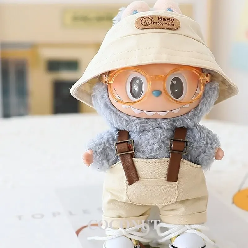 

Mini Doll'S Clothes Outfit Accessories For Ropa Labubu Idol 10cm cotton doll Bucket hat overalls overalls set Clothing Gift