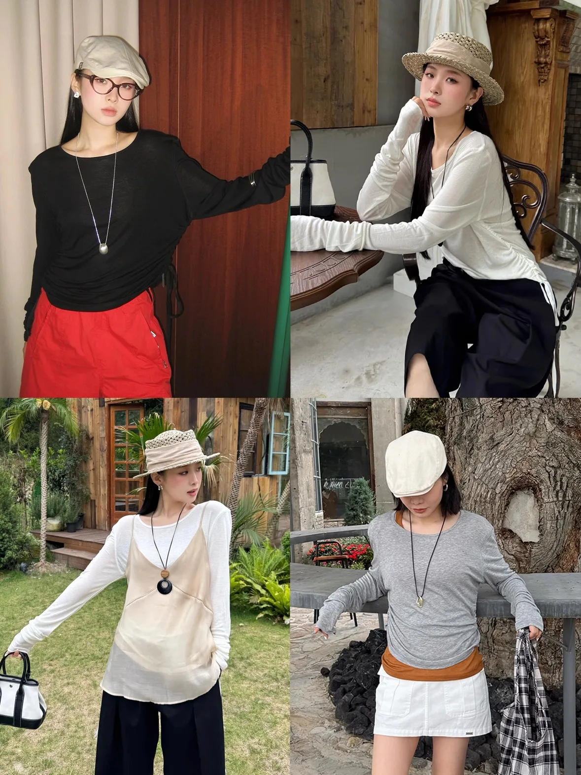 

Long Sve T-irt with Pleated Lace Detail by Handpied Boutique Asymmetric Commute Sle Loose Fit Pure Color