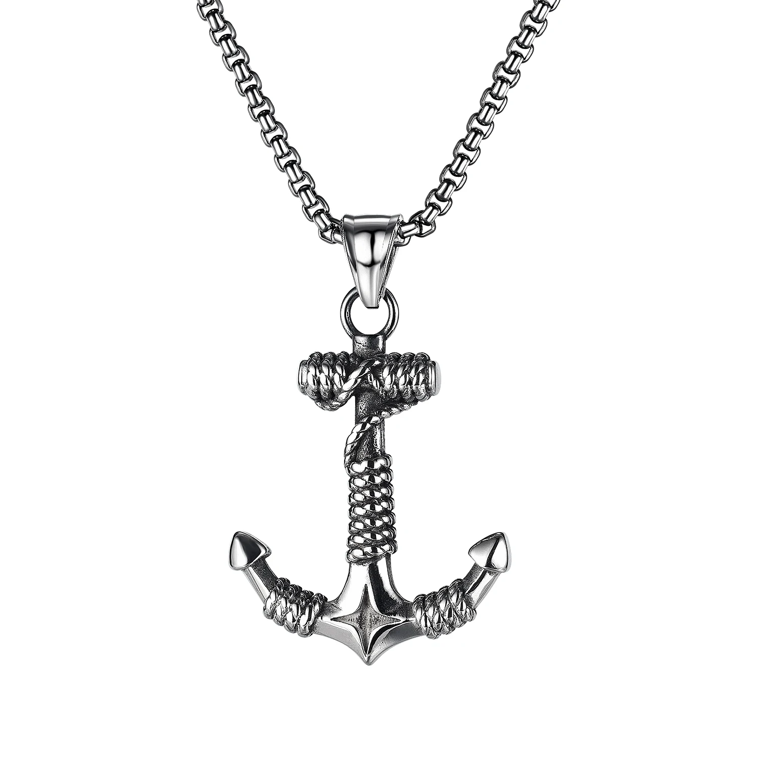 

Men’s Vintage Anchor Pendant Necklace – Nautical Style Stainless Steel Chain, Creative Retro Maritime Jewelry