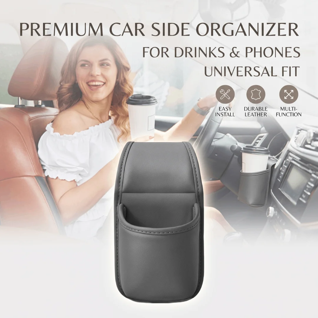 Automotive Door Caddy Drink Holder Smartphone Mount Side Pocket Versatile Beverage Tray Organizer For Car Van SUV Interior