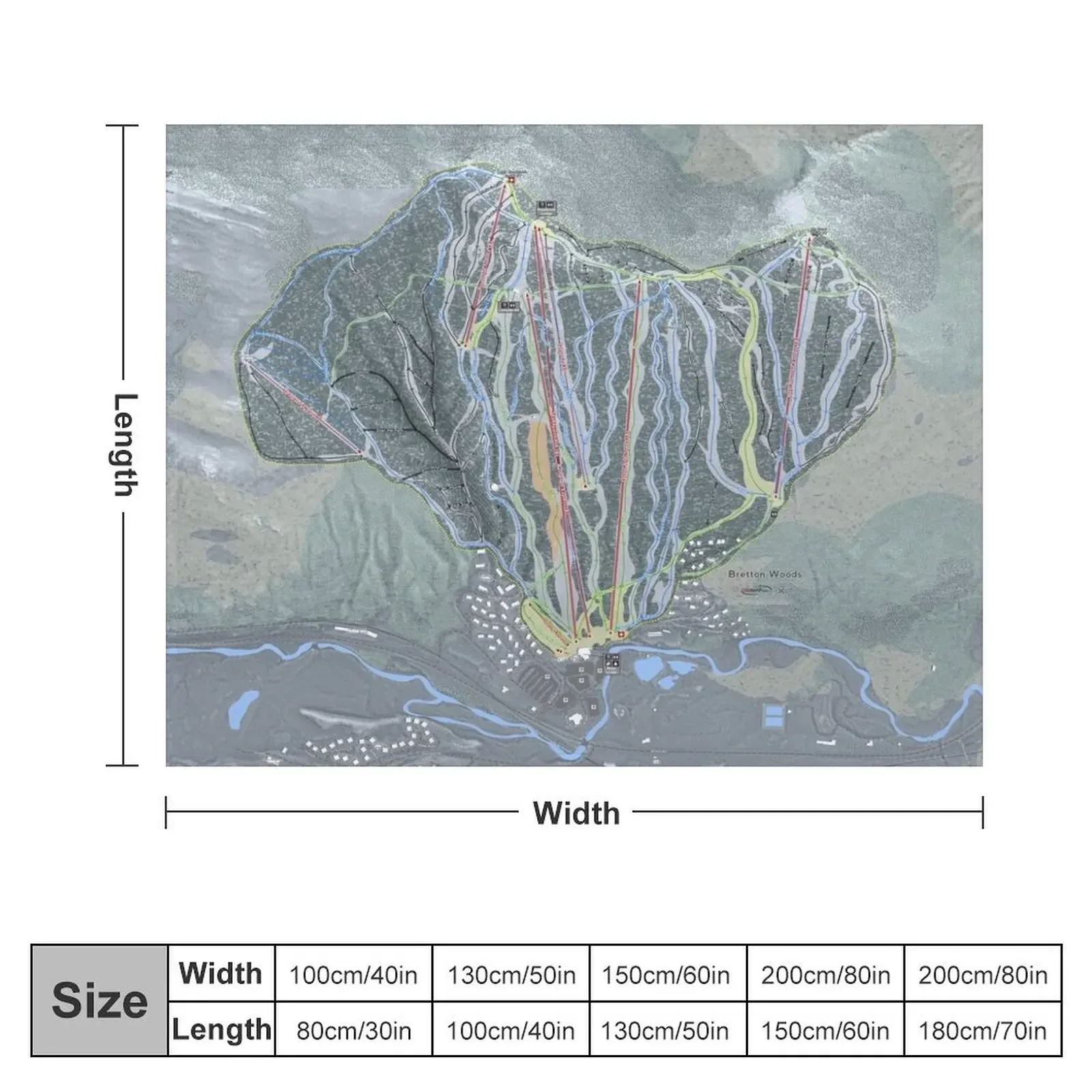 Bretton Woods Resort Trail Map Throw Blanket Soft Plush Plaid Luxury Throw Blankets