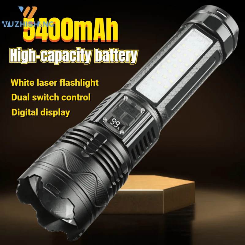 

FLSTAR FIRE Ultra Bright White Laser Flashlight Outdoor Rechargeable Waterproof Lantern Telescopic Zoom Digital Display Torch