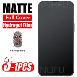 3Pcs 풀 커버 매트 하이드로 겔 필름 iPhone 14 13 15 Plus X XR XS MAX 화면 보호기 iPhone 11 12 13 14 15 Pro Max