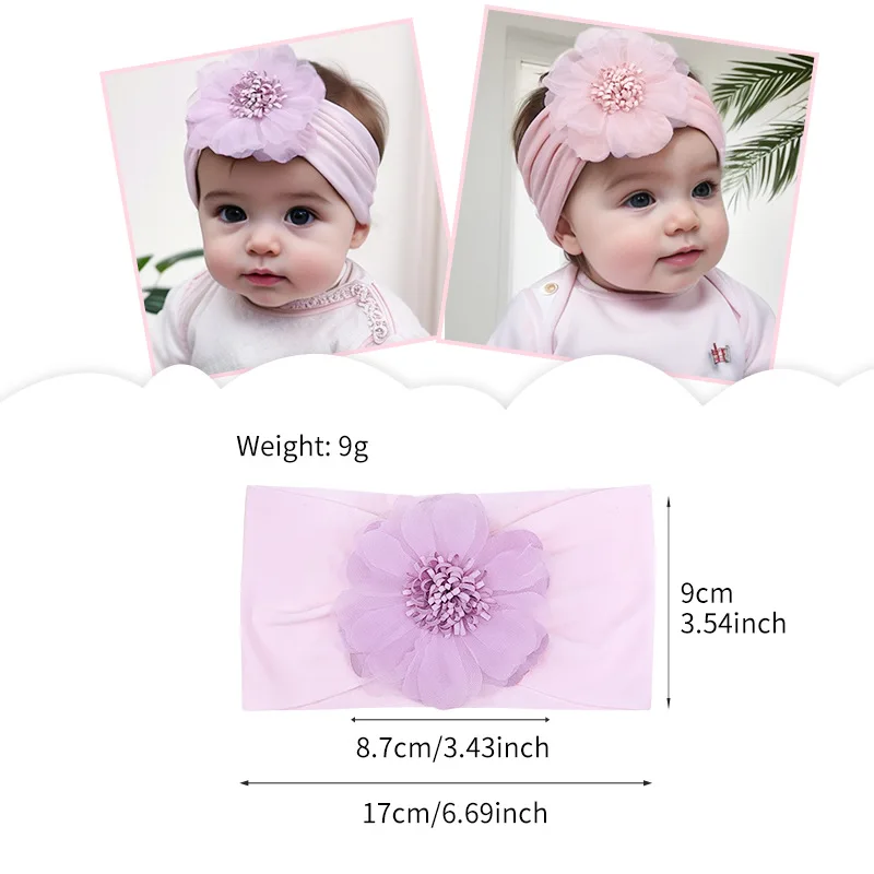 Wide Elastic Baby Headband Eugen Yarn Big Flower Hairband Toddlers Kids Photo Props Fontanelle Headband