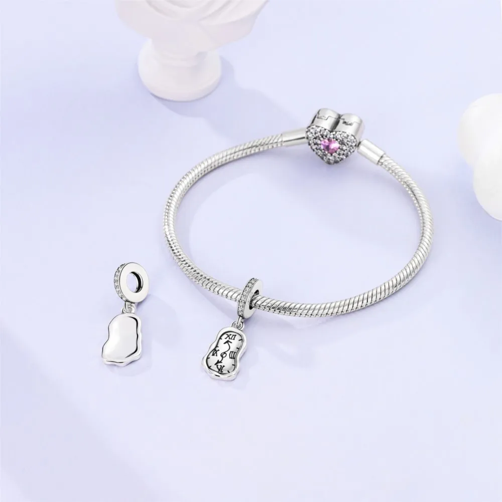 925 Sterling Silver Liquid Clock Pendants Charms Beads Fit Bracelets DIY Party Decoration Fine Gifts Jewelry Accessories