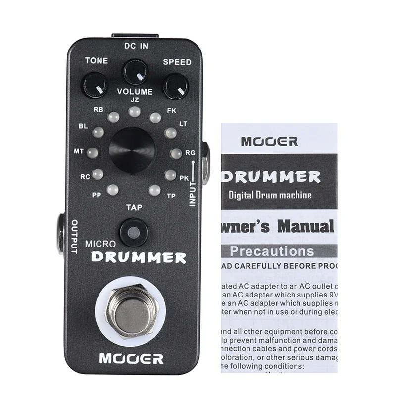 Mooer MDM1 Micro Drummer Guitar Pedal with Tap Tempo True Bypass Digital Drum Machine Full Metal Shell Guitar Effect Pedal