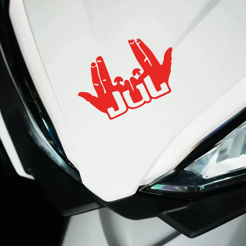 1PC 2025 New Funny JUL Finger Motorcycle Stickers Waterproof Motorbike Fuel Tank Front Fairing Scooter Vinyl Decals Decoration image 6