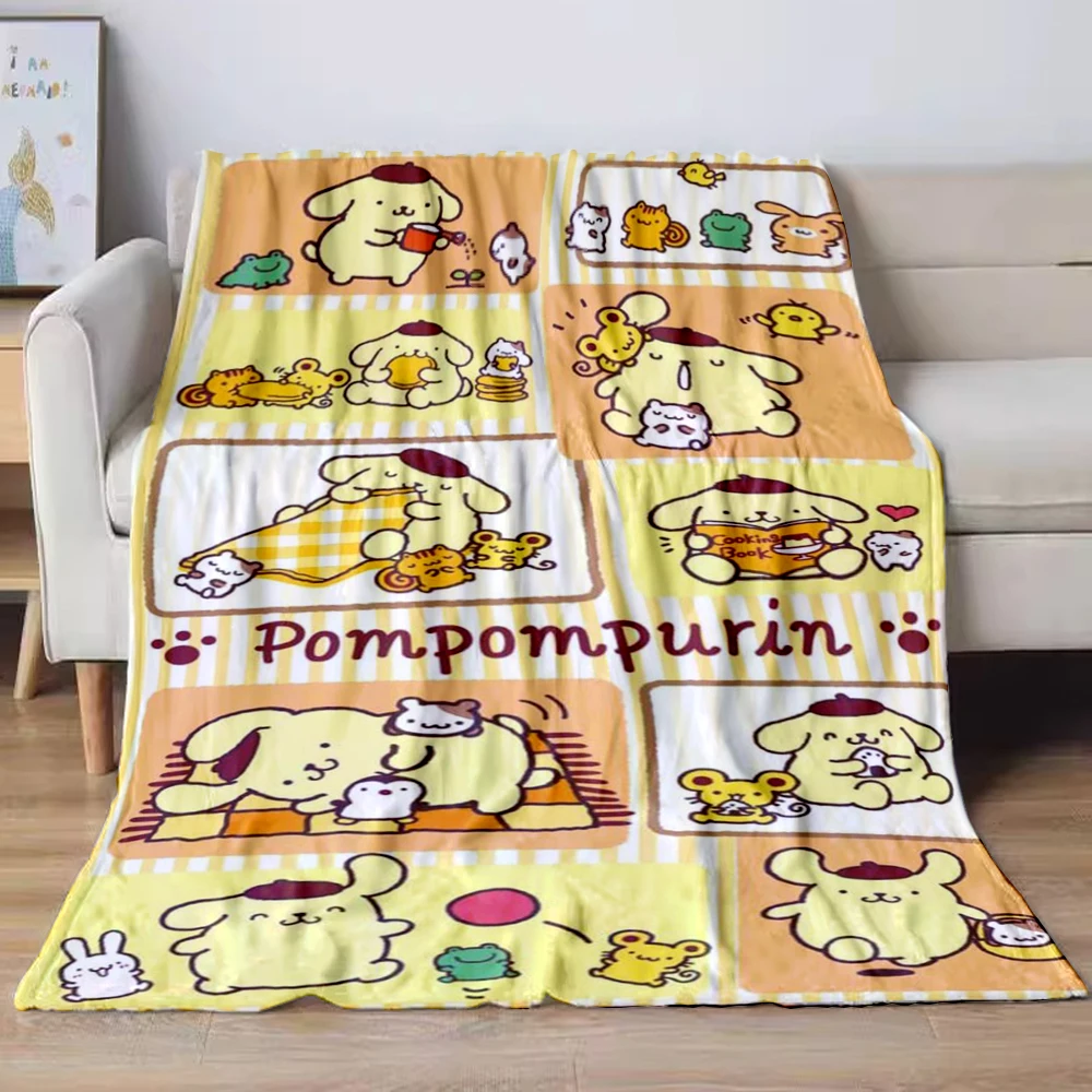 

Sanrio PomPomPurin Blanket Soft Plush Blanket Flannel Blankets Throw Break Blanket for Living Room Bedroom Beds Sofa Picnic Gift