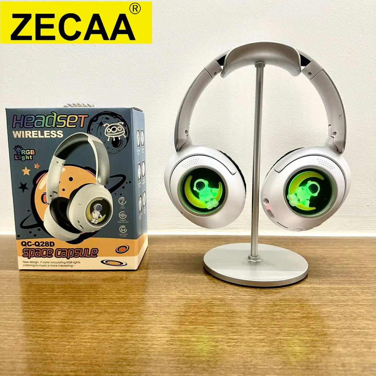 

ZECAA New Led Foldable ANC Bluetooth Wireless RGB Bass Headphone 5.4 Head On Earphone Game Headphone With Colorful RGB Light