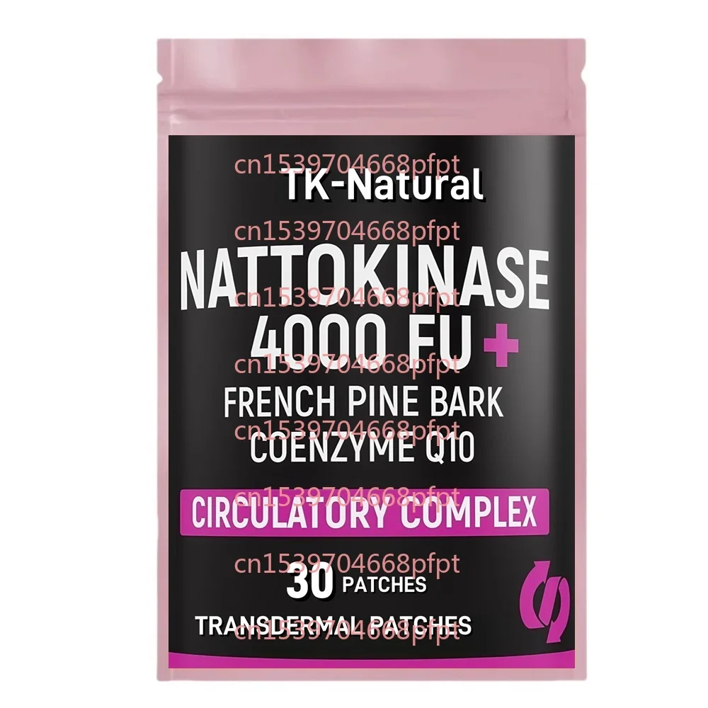 

30 Patches Nattokinase Transdermal Patches with Pine Bark Extract for Circulatory & Cardiovascular Support